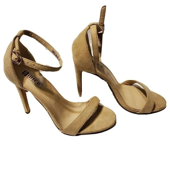 Didiful Heels Womens Ivory Size 6 Suede Buckle 4" Strappy Open Toe Party Shoes - Picture 2 of 5